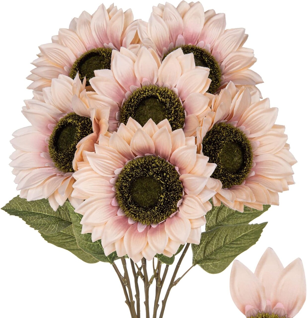 6 Pcs Tall Fake Sun Flowers Vintage Faux Sunflowers (Rust Pink) 6"D x 6"W x 26"H